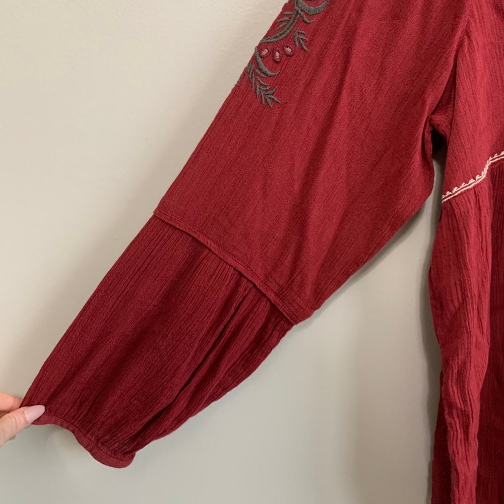 Sonoma Red Floral Embroidered Long Sleeve Blouse - Picture 2 of 6